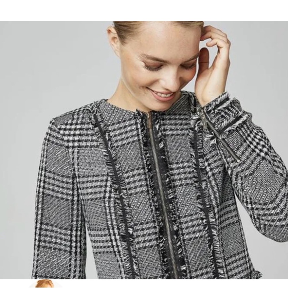 Karl Lagerfeld Paris Tweed Jacket Blazer Black /White.   Size 16 New